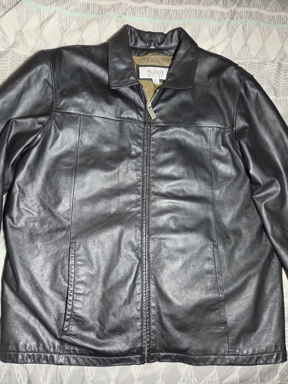 Wilsons Leather M. Julian Men's Black Leather Zip Jacket - Size LT